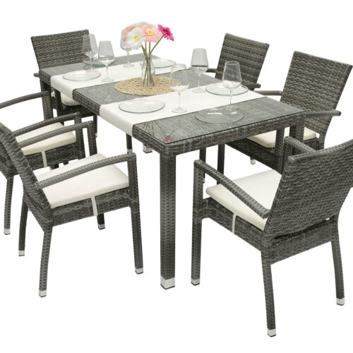 Kerti rattan szett NAPOLI II. 1 + 6 (szürke)