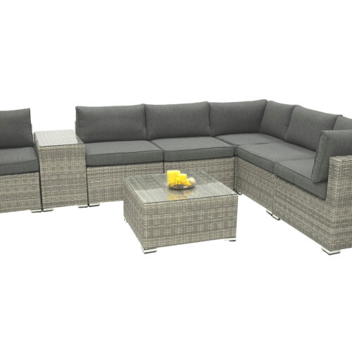 Rattan változó készlet SEVILLA 6 fő számára (szürke)