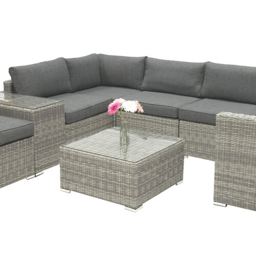 Rattan változó készlet SEVILLA 7 fő számára (szürke)