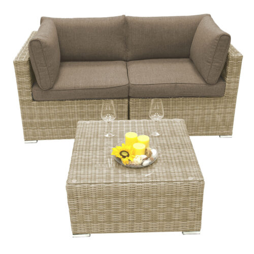 Rattan változó készlet SEVILLA 2-3 fő részére (bézs)