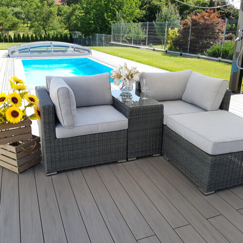 Rattan változó készlet SEVILLA 2-3 fő számára (antracit)