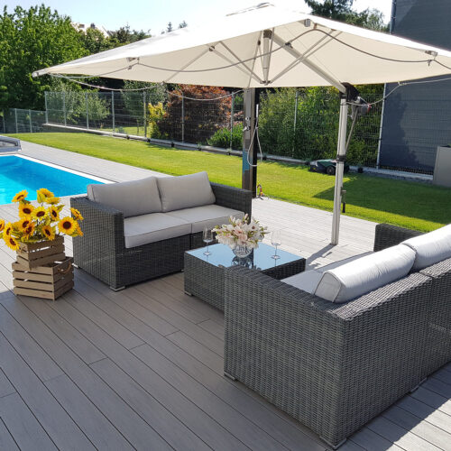 Rattan változó készlet SEVILLA 4 fő számára (antracit)