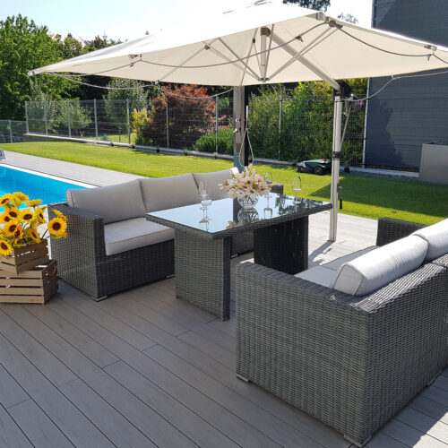 Rattan változó étkezőkészlet SEVILLA 5 fő részére (antracit)