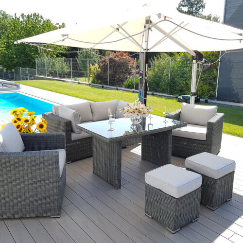 Rattan változó étkezőkészlet SEVILLA 6 fő részére (antracit)