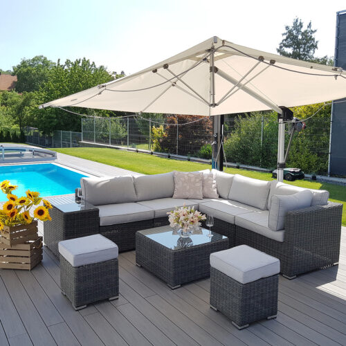 Rattan változó készlet SEVILLA 7 fő számára (antracit)