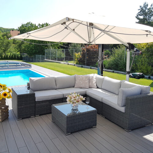 Rattan változó készlet SEVILLA 5 fő számára (antracit)