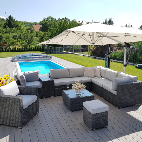 Rattan változó készlet SEVILLA 8 fő számára (antracit)