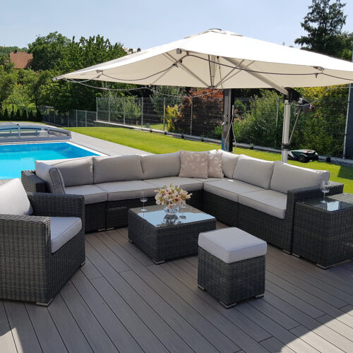 Rattan változó készlet SEVILLA 8 fő számára (antracit)