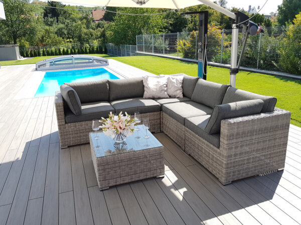 Rattan változó készlet SEVILLA 5 fő számára (szürke) Rattan változó készlet SEVILLA 5 fő számára (szürke)