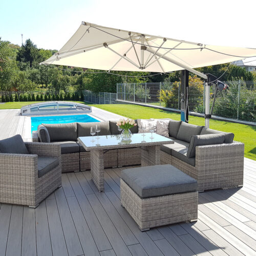 Rattan változó étkezőkészlet SEVILLA 8 fő számára (szürke) Rattan változó étkezőkészlet SEVILLA 8 fő számára (szürke)