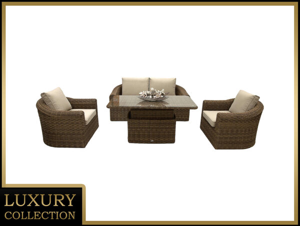 Rattan moduláris készlet BORNEO LUXURY 4 személyes (barna) Rattan moduláris készlet BORNEO LUXURY 4 személyes (barna)