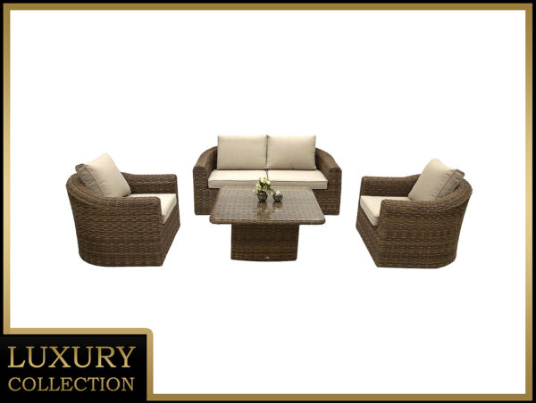 Rattan moduláris készlet BORNEO LUXURY 4 személyes (barna) Rattan moduláris készlet BORNEO LUXURY 4 személyes (barna)