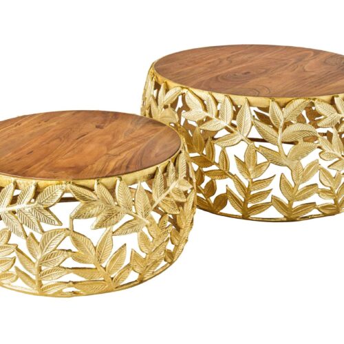 ABSTRACT LEAF akácfa dohányzóasztal 2 darabos szett