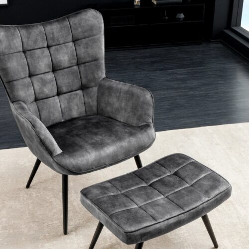 SCANDINAVIA szürke bársony fotel