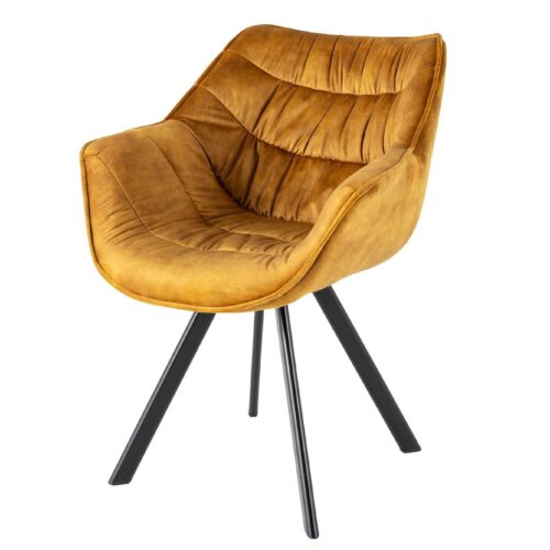 THE DUTCH COMFORT mustársárga bársony karosszék