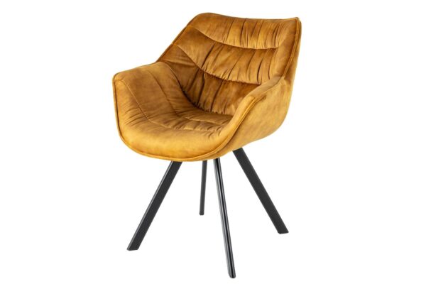 THE DUTCH COMFORT mustársárga bársony karosszék