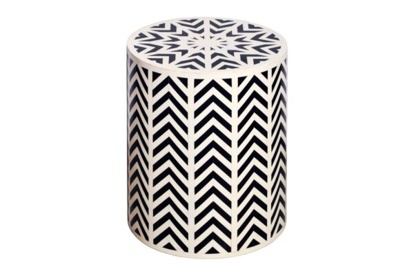 BONE INLAY fekete-fehér poligyanta és bivalycsont lerakóasztal