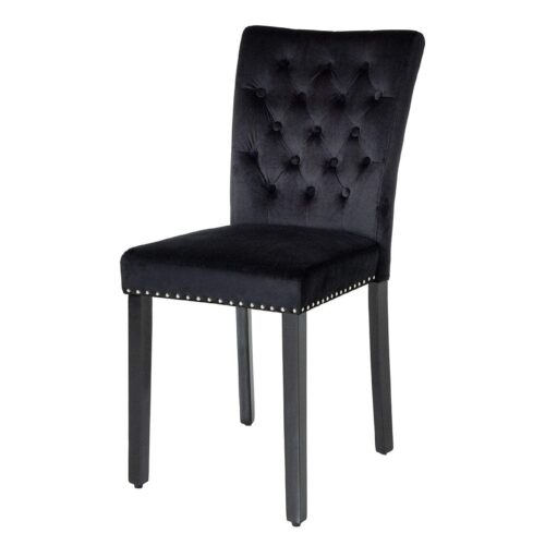 CASTLE chesterfield stílusú fekete bársony szék