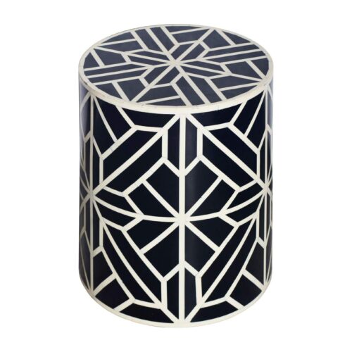 BONE INLAY fekete poligyanta és bivalycsont lerakóasztal