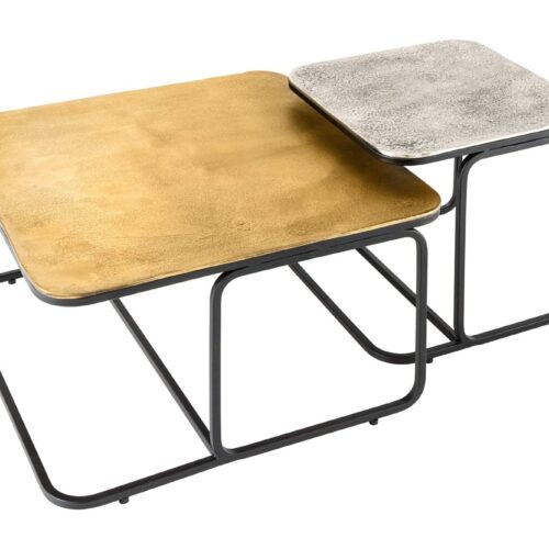 FÉM arany-ezüst-fekete dohányzóasztal szett