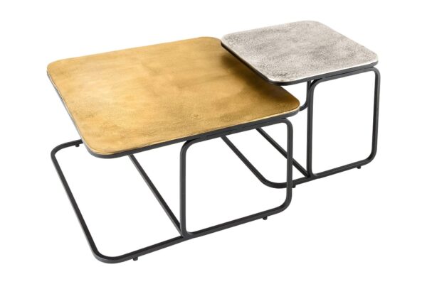 FÉM arany-ezüst-fekete dohányzóasztal szett