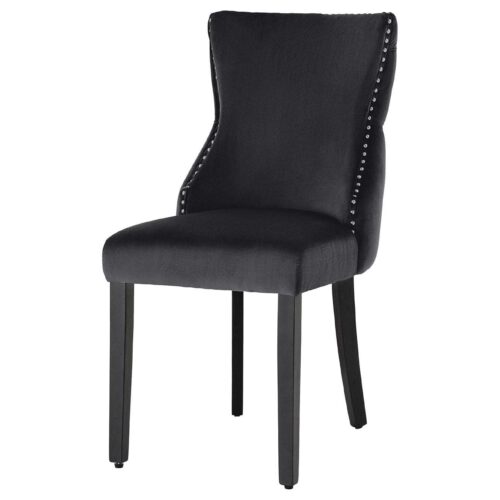 CASTLE DELUXE fekete bársony szék oroszlánfej fogantyúval