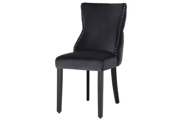 CASTLE DELUXE fekete bársony szék oroszlánfej fogantyúval