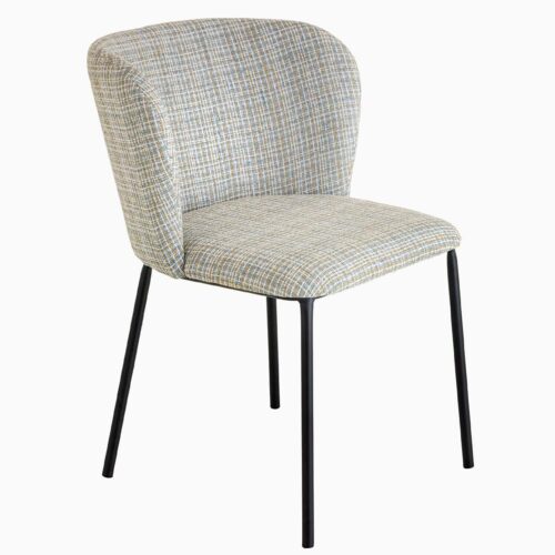 LYON kék bouclé kockás mintás szék