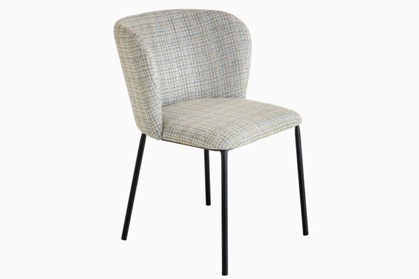 LYON kék bouclé kockás mintás szék LYON kék bouclé kockás mintás szék