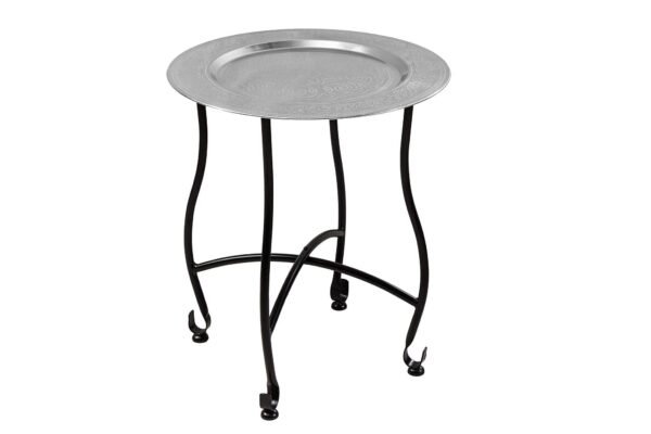 MARRAKESH ezüst dizájn acél lerakóasztal levehető tálcával 50cm MARRAKESH ezüst dizájn acél lerakóasztal levehető tálcával 50cm