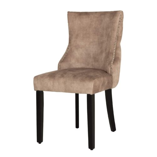 CASTLE DELUXE fekete bézs bársony szék oroszlánfej fogantyúval