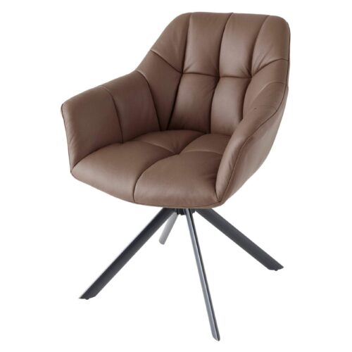 PAPILLON barna-fekete bőr karfás forgószék