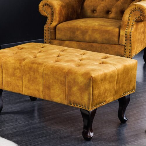 CHESTERFIELD mustársárga puff