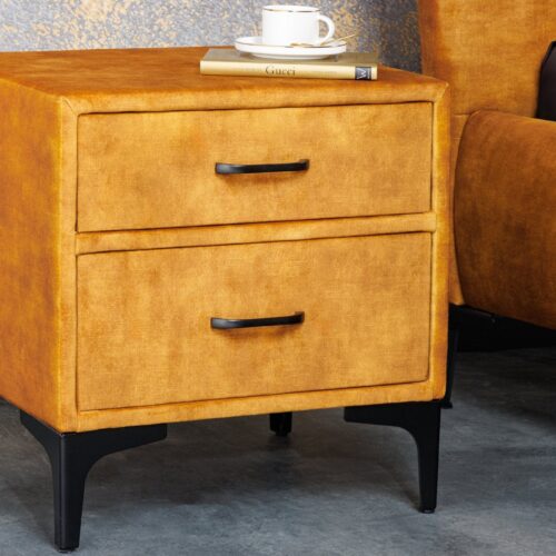 BOUTIQUE mustársárga bársony éjjeliszekrény 50cm
