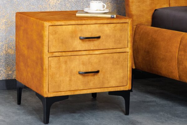 BOUTIQUE mustársárga bársony éjjeliszekrény 50cm