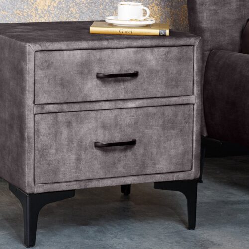 BOUTIQUE szürke bársony éjjeliszekrény 50cm