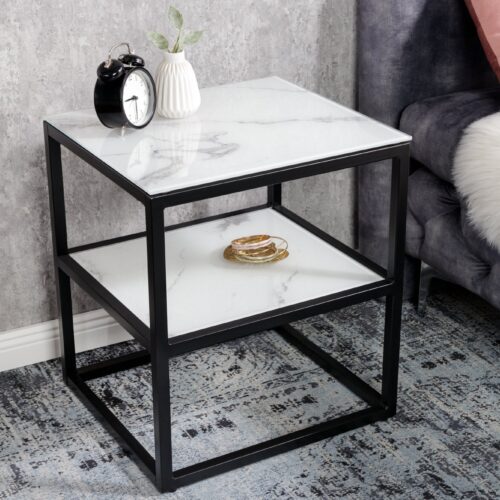 ELEGANCE fehér márványmintás dohányzóasztal 45cm