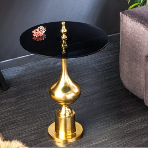 ABSTRACT arany-fekete üveg dohányzóasztal 65cm