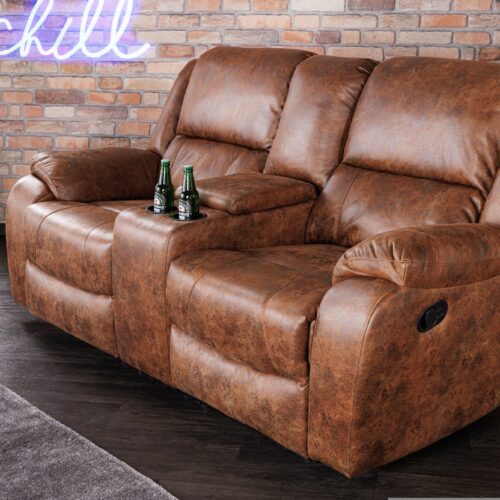 HOLLYWOOD 2 személyes barna műbőr fotel