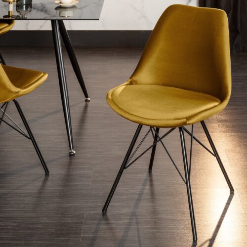 SCANDINAVIA mustársárga bársony szék