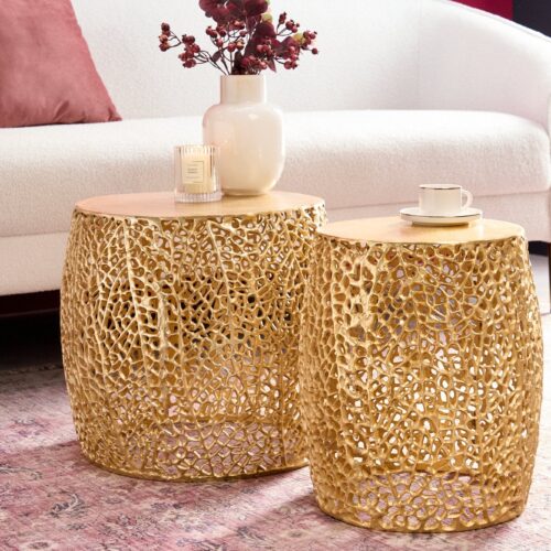 LEAF 2 részes arany alumínium dohányzóasztal 40cm