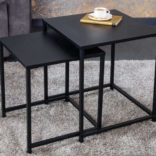 DURA STEEL 2 részes fekete acél dohányzóasztal 40cm