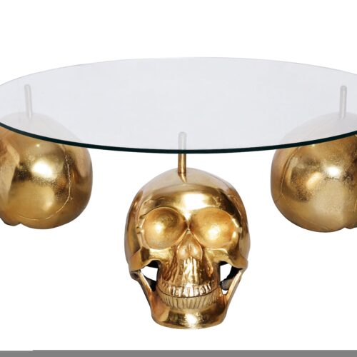 SKULL arany alumínium dohányzóasztal 90cm