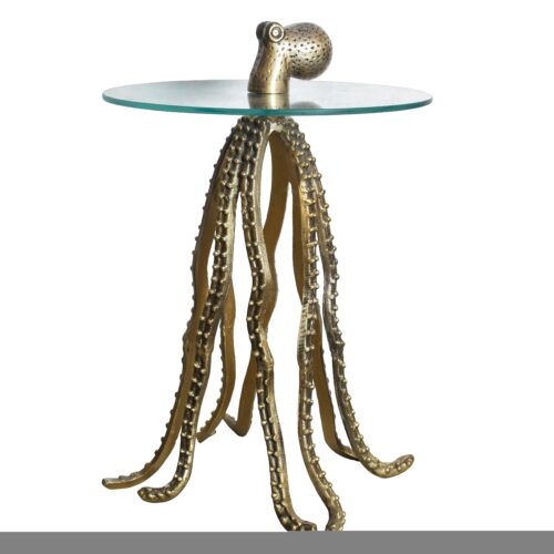 WILDLIFE OCTOPUS arany alumínium dohányzóasztal 65cm