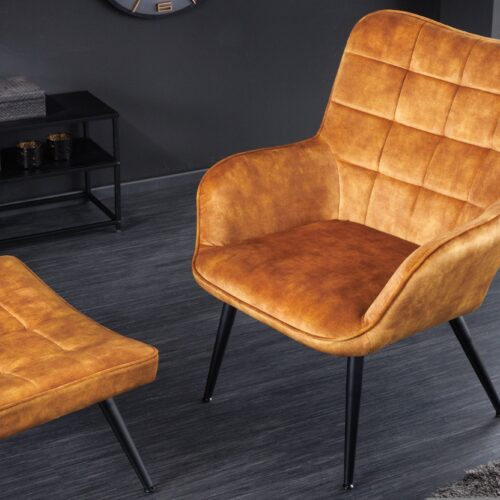 SCANDINAVIA mustársárga bársony fotel