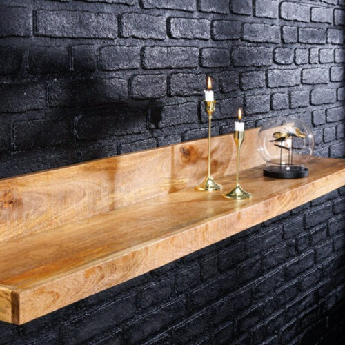 MAKASSAR barna mangófa polc 140x24x17cm