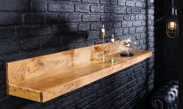 MAKASSAR barna mangófa polc 140x24x17cm