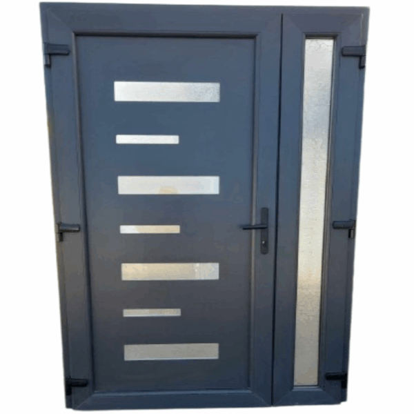 Alex -2- Műanyag bejárati ajtó / 138x208 / Antracit / NYITHATÓ OLDALLAL -