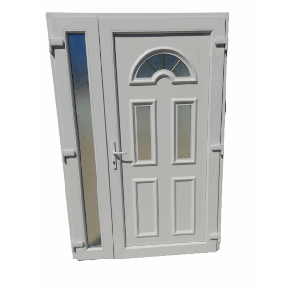 Candy-A-2- Műanyag bejárati ajtó / FEHÉR / 138x208 / NYITHATÓ OLDALLAL -