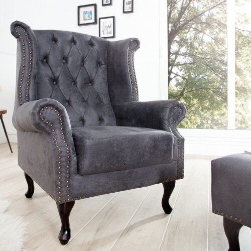 CHESTERFIELD antik szürke fotel